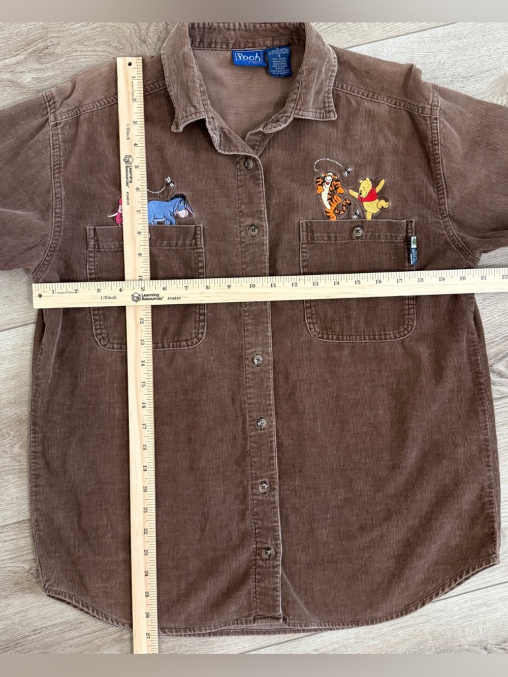 Winnie the Pooh Women’s SM Corduroy Long Sleeve Embroidered Button Down - Picture 6 of 6
